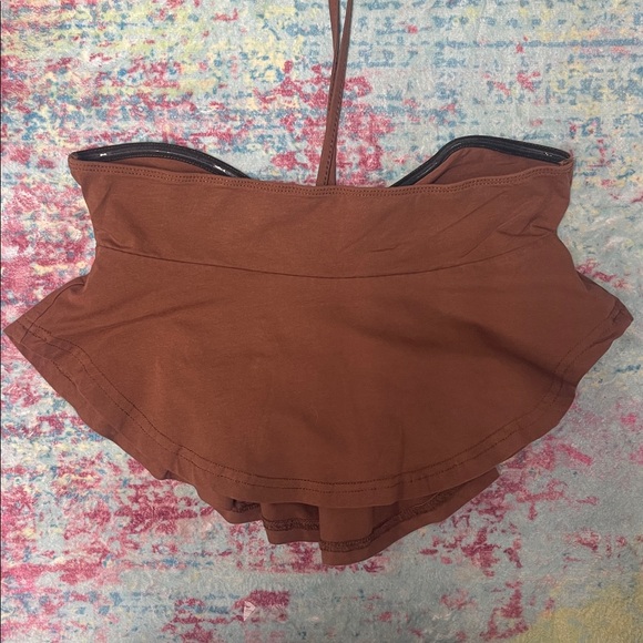 SHEIN Brown Halter Peplum Crop Top - Picture 6 of 6